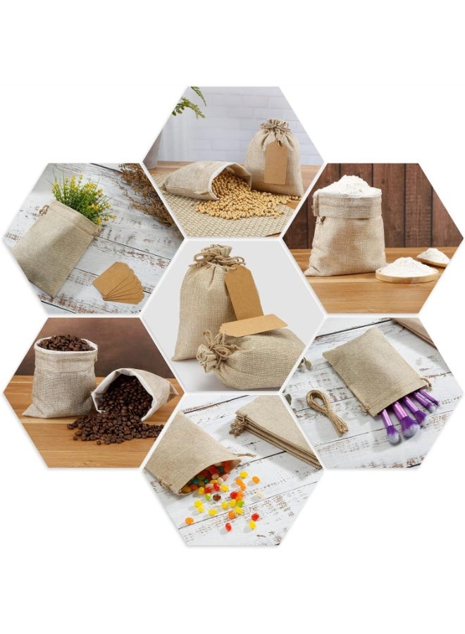 SRLIWHITE 20PCS Burlap Gift Bags with Drawstring, 10 x 15cm Small Linen Favor Bags with Tags and String, Reusable Mini Gift Bags for Wedding, Party, Jewelry, Coffee, and DIY Crafts - Image 2